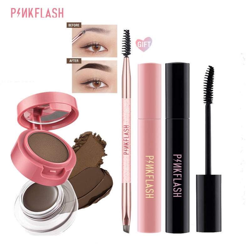 PINKFLASH Eye Makeup Set 2-in-1 Duo Smooth Eyebrow Powder Gel Eyeliner ...