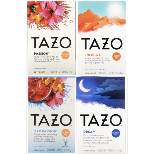 Tazo Herbal Tea (Passion, Energize, Baked Cinnamon Apple, Calm
