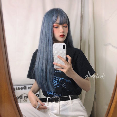 Straight shop blue hair