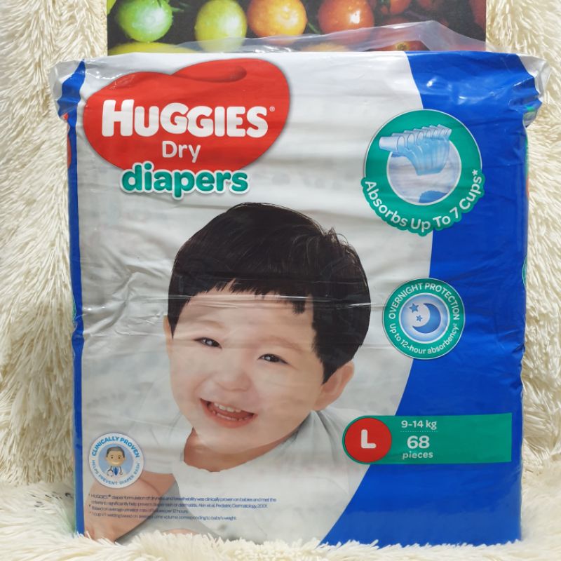 Huggies Dry Diapers LARGE 68pieces (TAPES) | Shopee Philippines