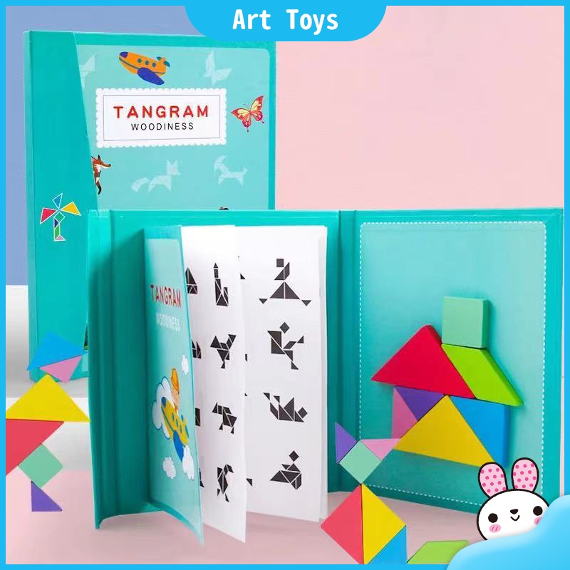 Kids Magnetic 3D Puzzle Geometric Shape Tangram Jigsaw Montessori IQ ...