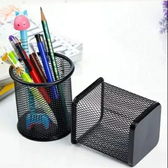 Round/Square Office Pen Container (Metal Mesh) | Shopee Philippines