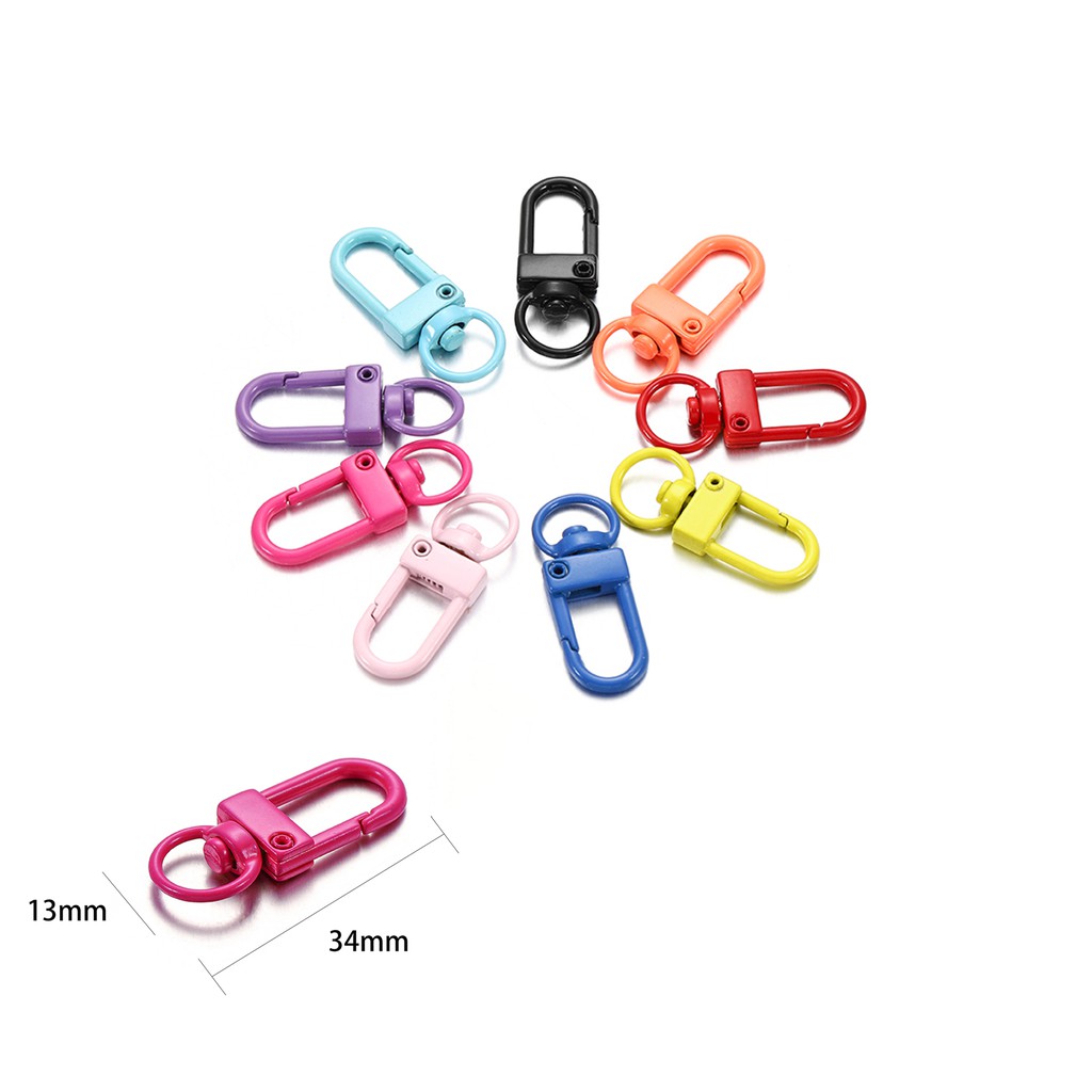 St.kunkka 10Pcs 12x34mm Colorful Metal Lobster Clasp Clips Car Keychain