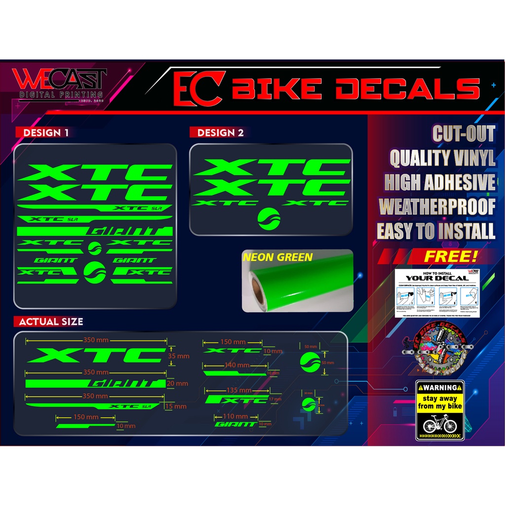 GIANT XTC BIKE FRAME DECALS HIGH QUALITY VINYL STICKER | Shopee Philippines