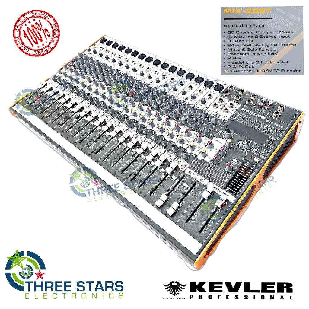2022 Kevler MIX20BT Professional Mixer with 20 Channel 24 Bit 99 DSP