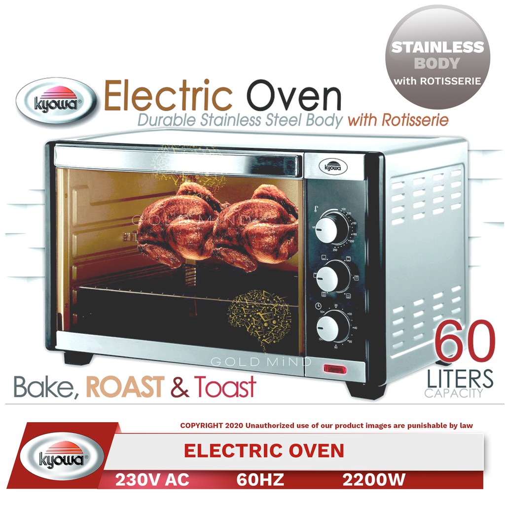 Kyowa 60L Electric Oven W/ Rotisserie Stainless Steel Body 2200W