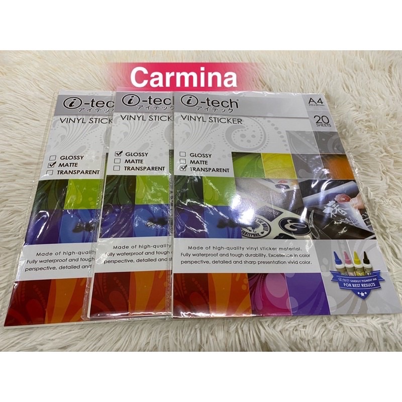 Itech Vinyl Sticker Waterproof A4 Matte/Glossy/Transparent 20Sheets ...