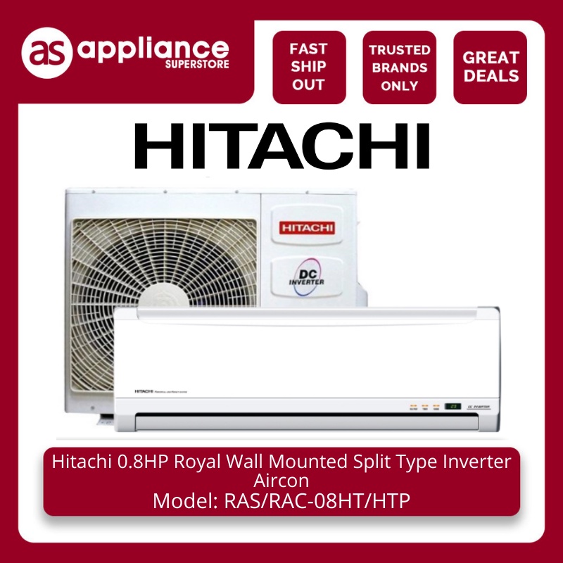 Hitachi 0.8HP Royal Wall Mounted Split Type Full DC Inverter Aircon RAS ...