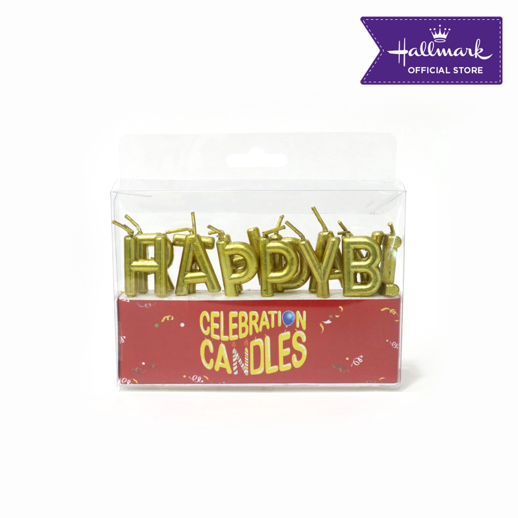 Hallmark (Happy Birthday) Gold Letter Cake Topper Candles 1 Set