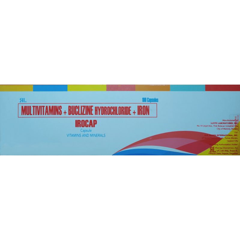 Irocap Multivitamins + Buclizine Hcl + Iron 10, 20 & 100 Capsules