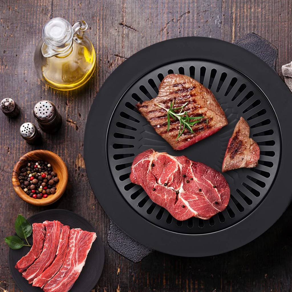 Grill Pan Korean Stovetop, Stainless Steel NonStick Smokeless Roasting