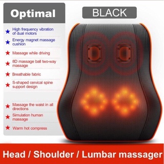 Snailax Massage Seat Cushion with Heat - Memory Foam Support Pad in Neck  and Lumbar,2 Heat Levels, 10 Vibration Massage Motors, Back Massager,  Massage Chair Pad for Home Office Navy Blue