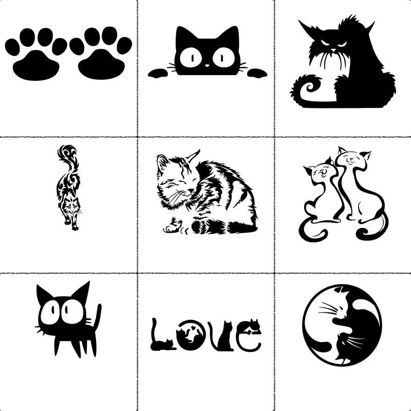 10 Style Funny Cat Car Stickers On The Cars Cover Scratches Cartoon ...