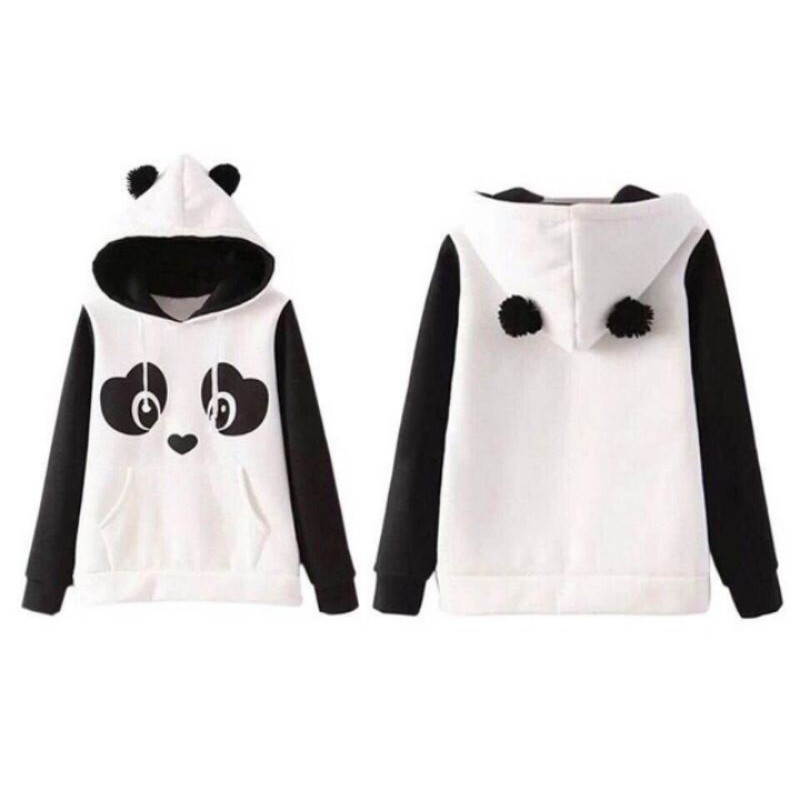 Panda Jacket with Hood free size fit up to L | Shopee Philippines