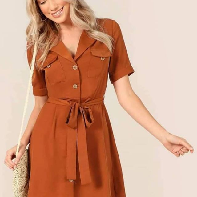 Button down dress with hot sale belt