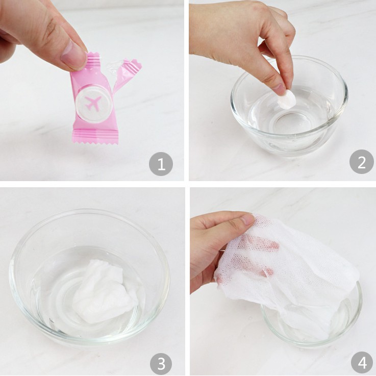 Compact Travel Compressed Paper Towels, 1-Time Candy-Shaped Compressed