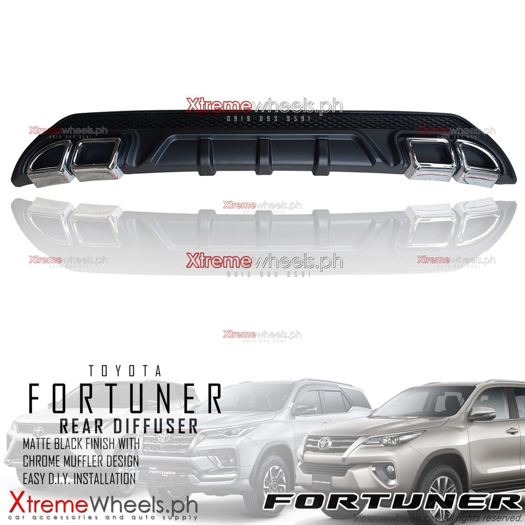 Toyota Fortuner 2016 to 2026 Rear Bumper Diffuser Body Kit Matte Black ...