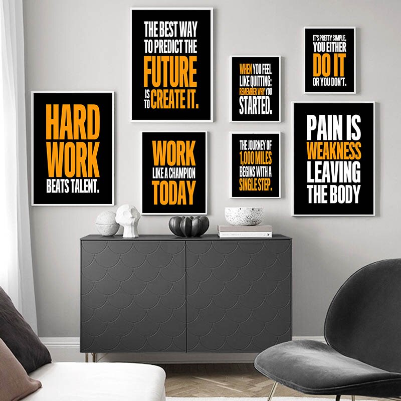 Fitness Workout Artwork Motivational Poster Canvas Print Inspirational ...