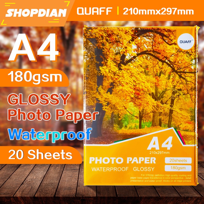 Quaff Glossy Photo Paper A4 180gsm 20sheets Shopee Philippines 7909