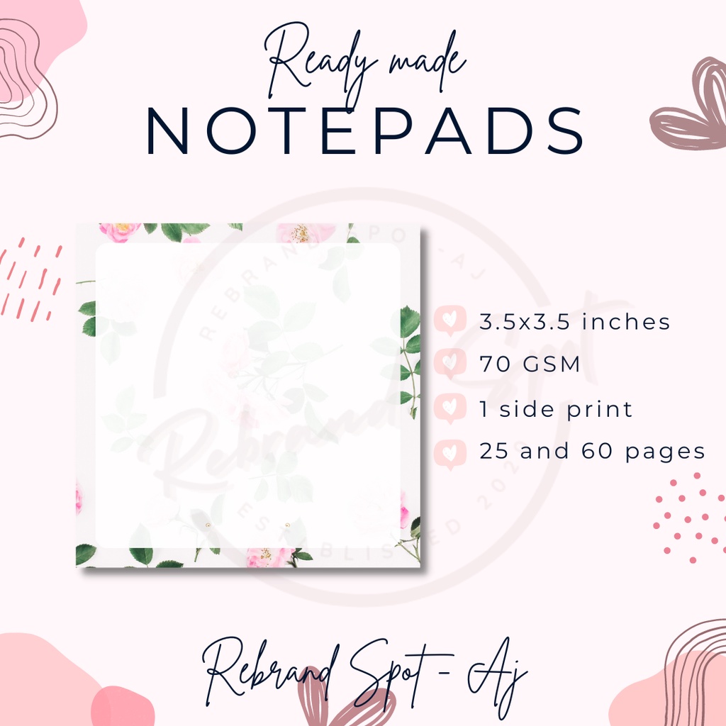 Pink Flower Minimalist Notepad for Personal, Office, Events and ...