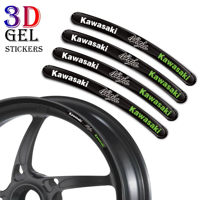 8PCS / Lot 3D Gel motorcycle wheel rim strip stickers for 16 17 18 19 ...