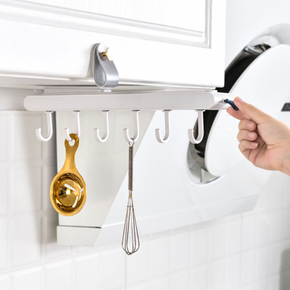 Kitchen 6 Hooks Kitchen Rail Track Pull Out Pan Ceiling Hanging