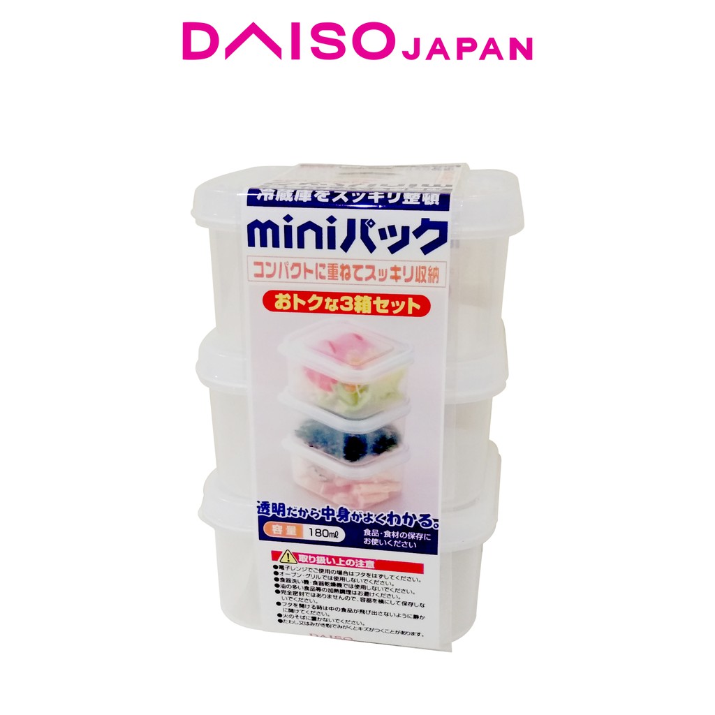 Daiso Mini Food Storage Container Set (180ml, 3 pieces) Shopee