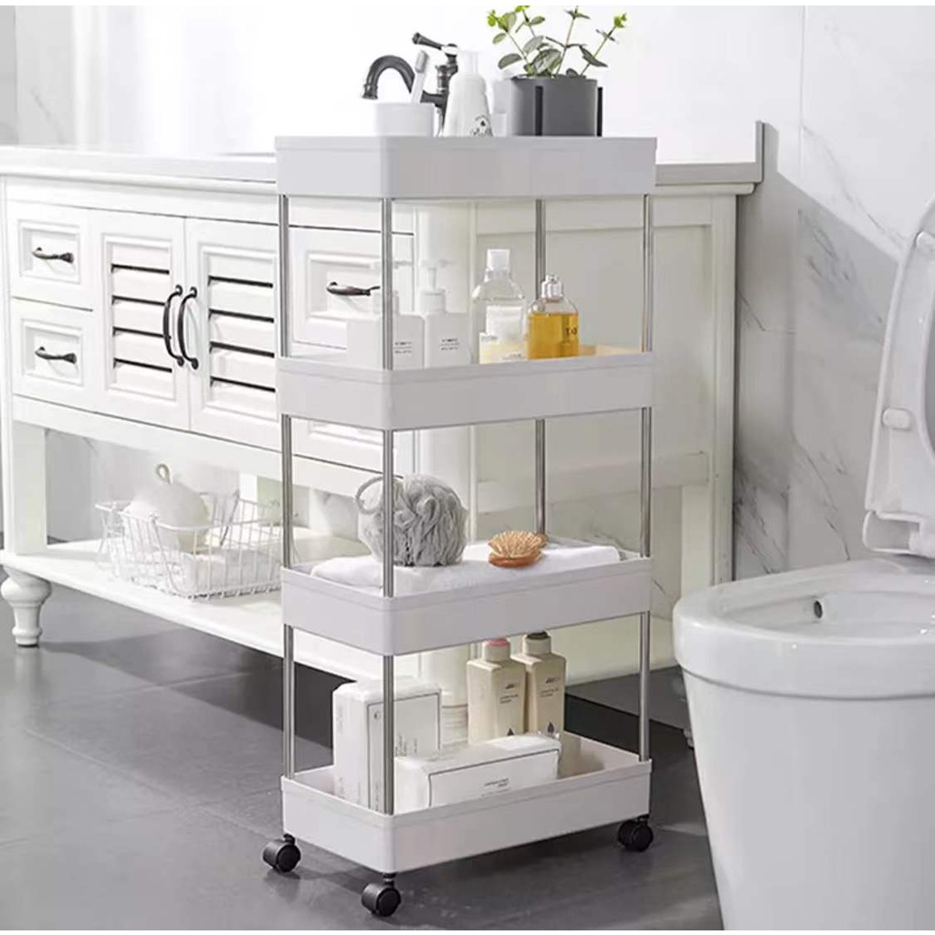 100%Original Smile 4 Tier Kitchen/ Bathroom Storage Rack Shelf Slim ...