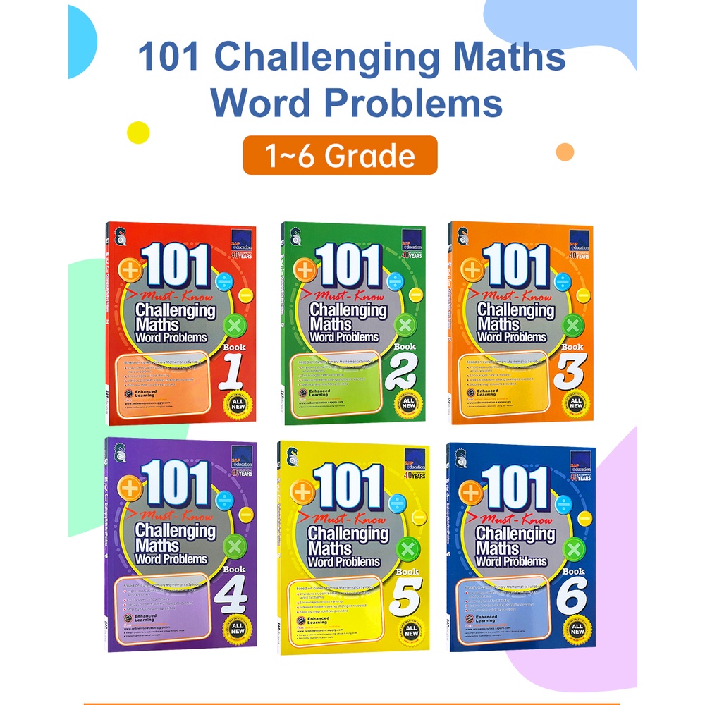 6 Books/Set Grade 1-6 Math SAP 101 Challenging Maths Word Problems ...