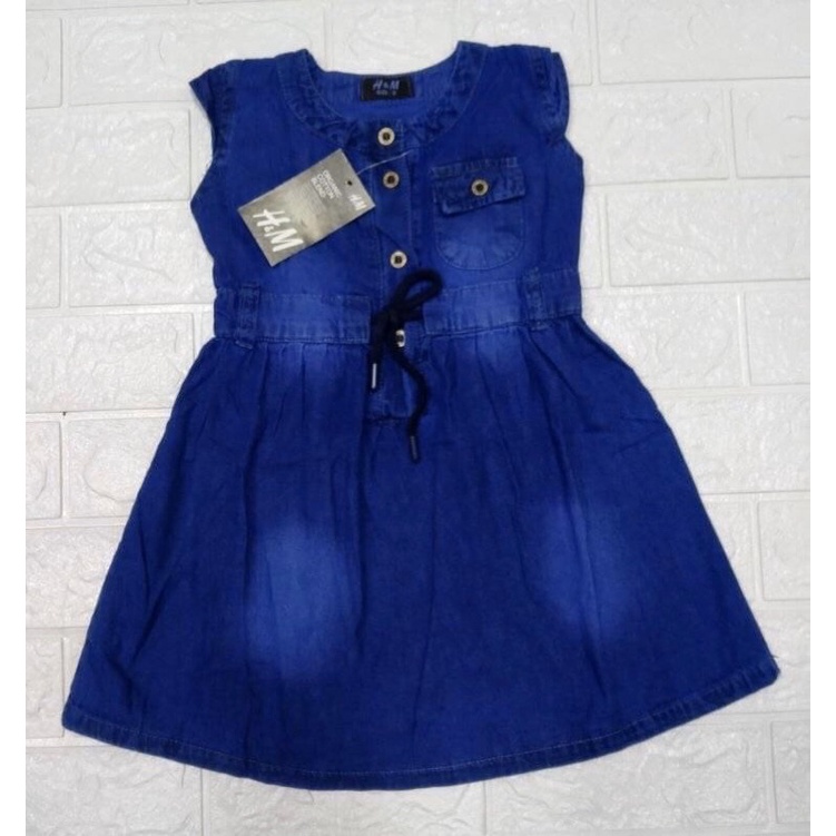 Dress for Girls Kids Denim Classic Elegant Stylish 2-8 Years Old Cotton  Button-Front Chic Comfy