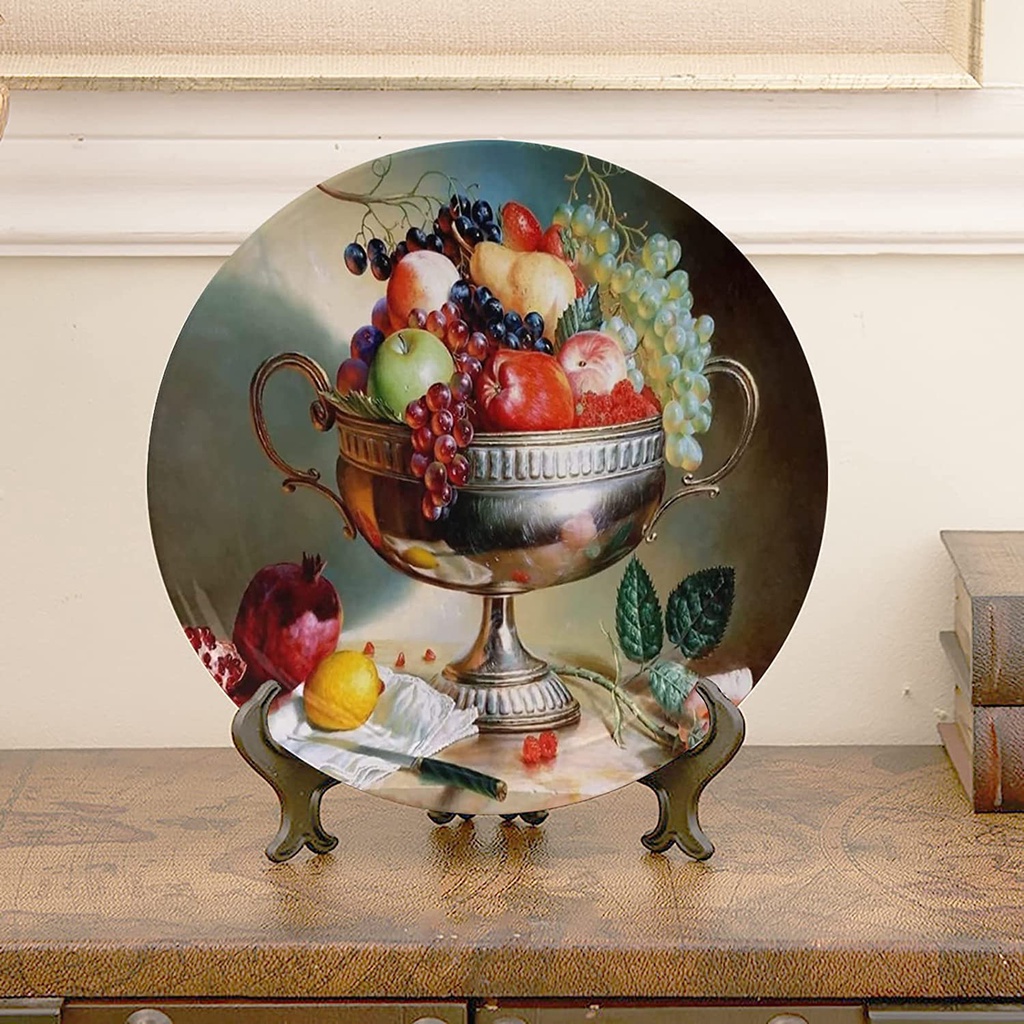 Still Life Fruit Flower Lemon Decorative Plate Wall Hanging Ornament ...