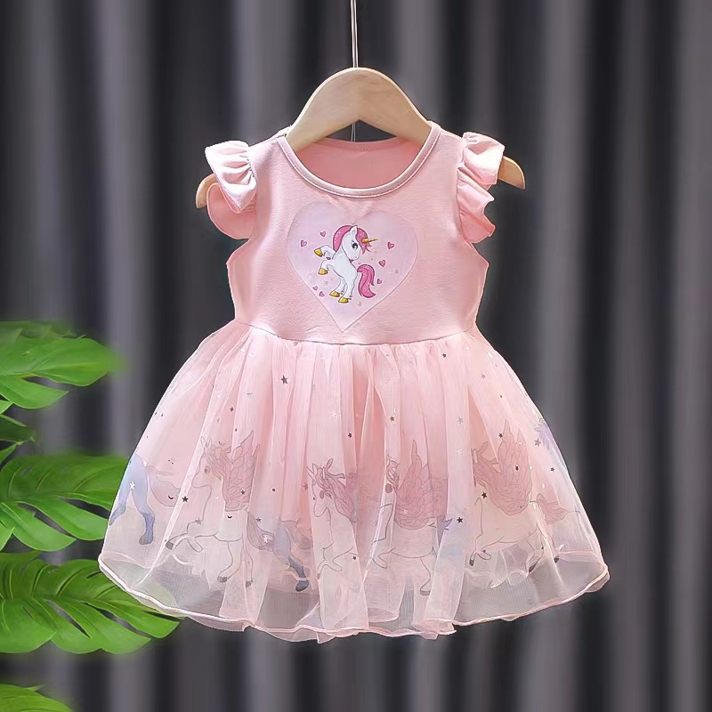 Pale pink unicorn mesh dress best sale