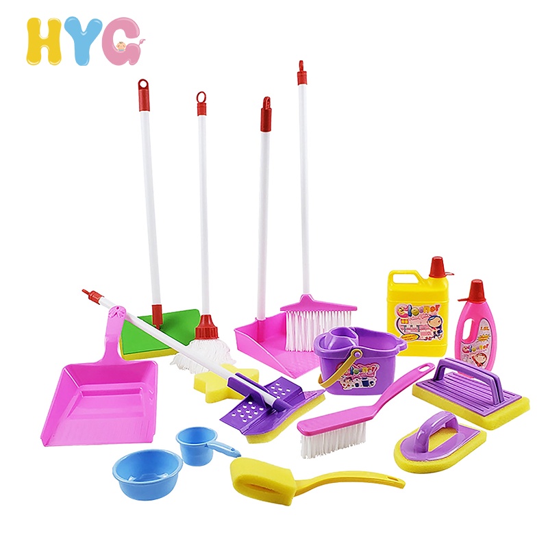 HYG Toys 16 Pcs Cleaning Tool Set For Kids Children Play House Girls ...