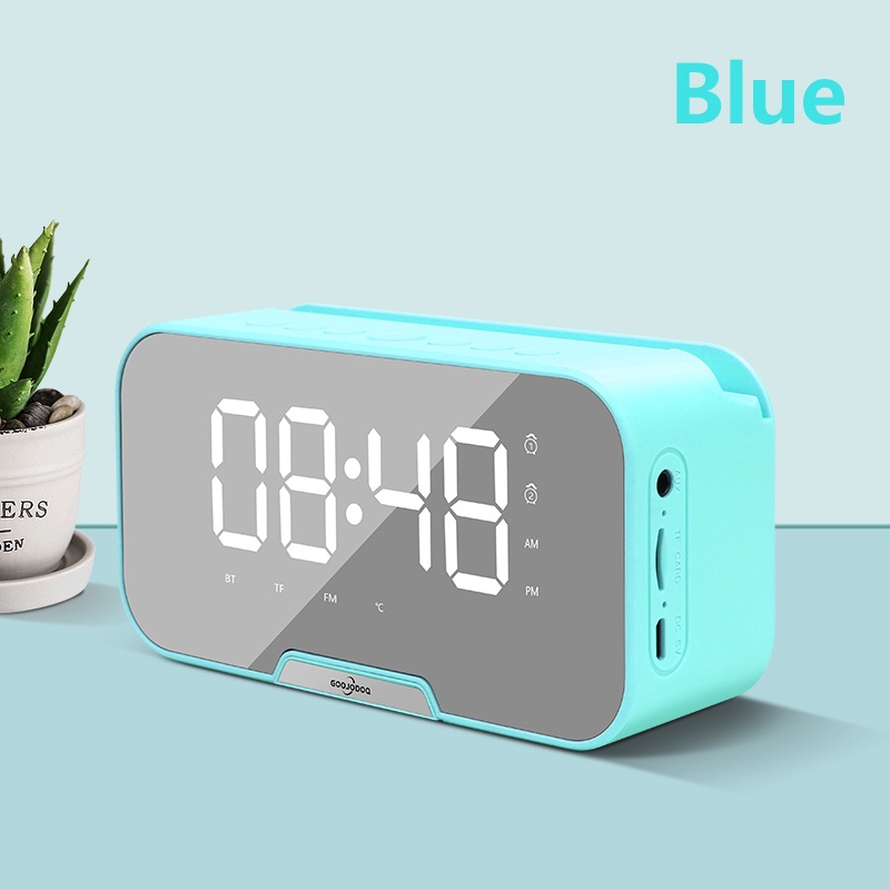 Alarm Clock Digital Bluetooth Speaker Rechargeable with Light Mirror ...
