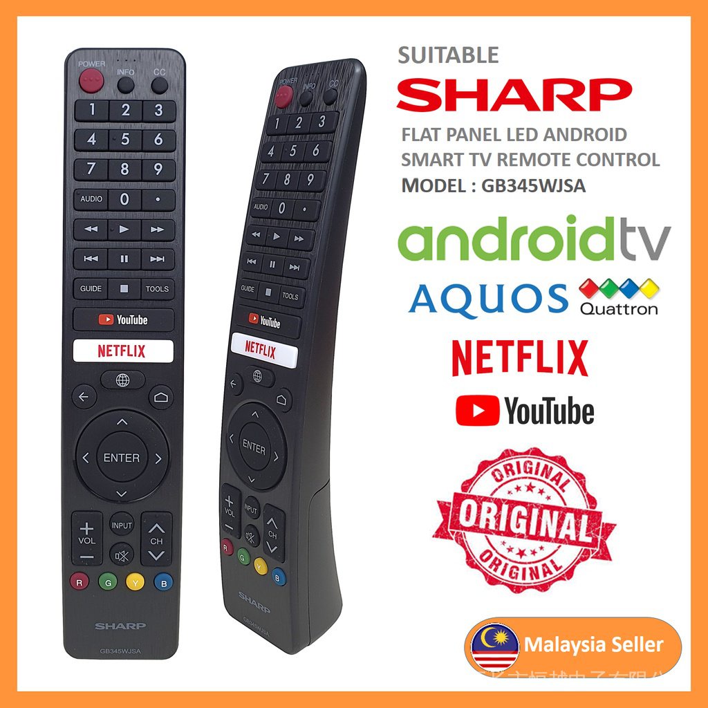 Original ** sharp Netflix Android smart TV remote control