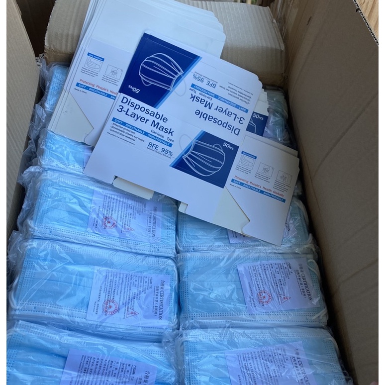 facemask Mask Blue Black Box 3 Layers Thick 1/50 Pieces Many Colors To ...