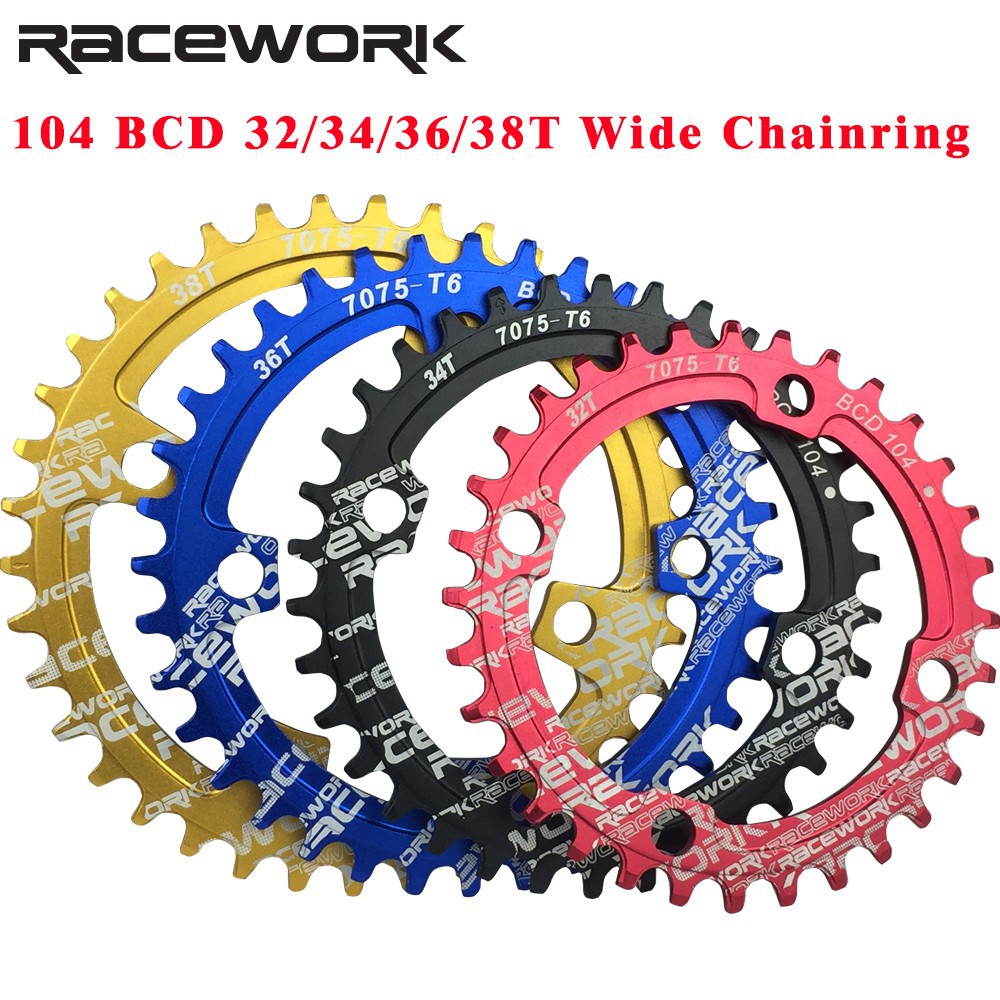 RACEWORK 104 BCD Bicycle Chainring Round Narrow Wide MTB Chainring