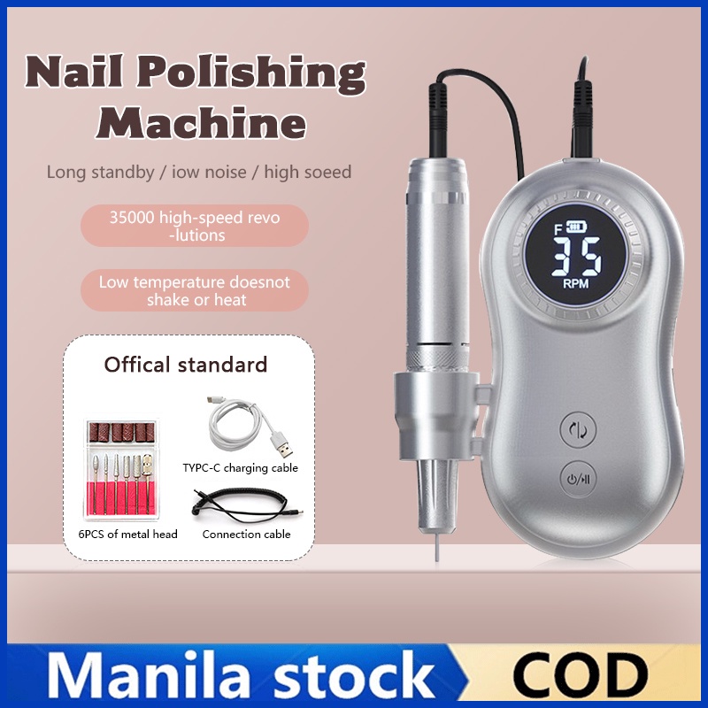 Rechargeable 35000RPM Nail Drill Machine Wireless Portable Manicure