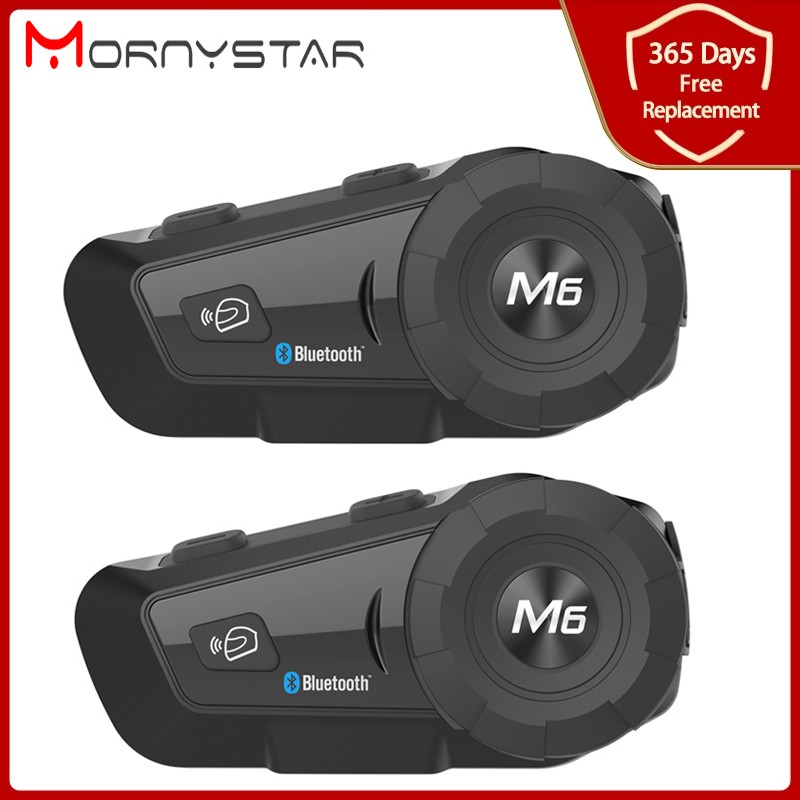 Mornystar 2pcs M6 Plus 1000M motorcycle helmet intercom motorbike