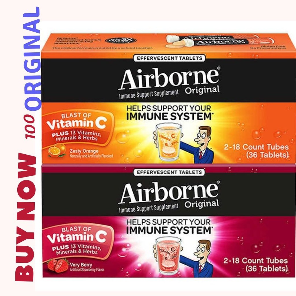 US Airborne Immune Support, 36 Effervescent Tablets | Airborne Very ...