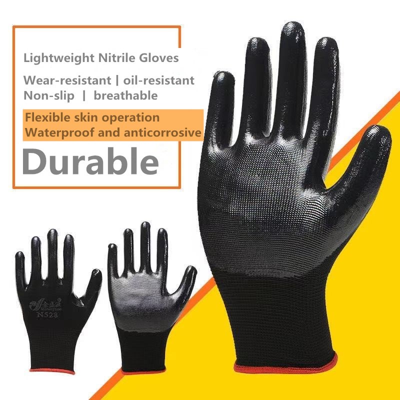 1 pair Construction gloves Rubber gloves Gardening gloves Waterproof ...