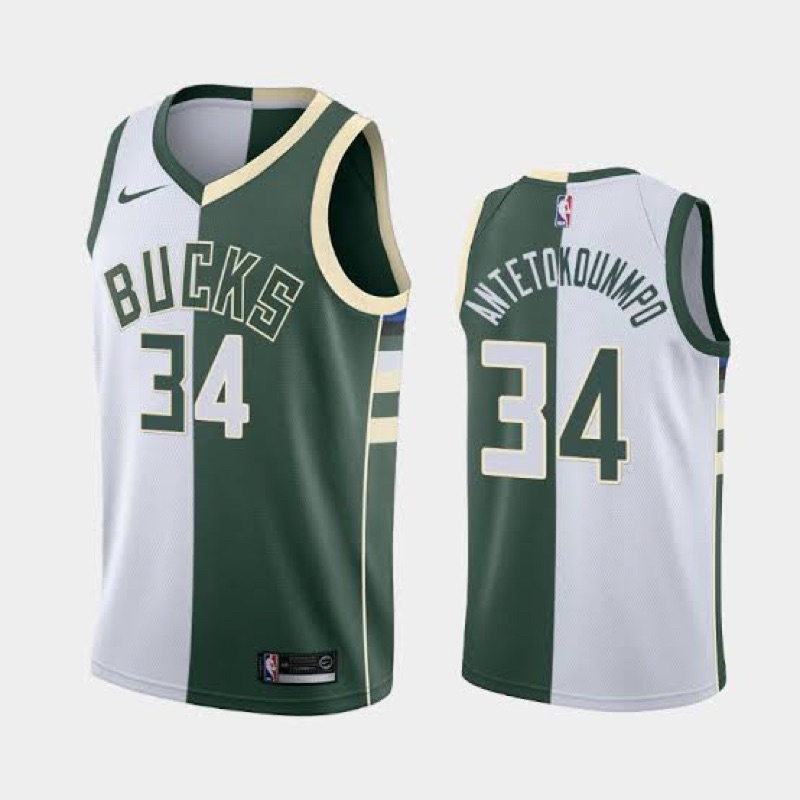 PUTIH HIJAU Nba Basketball JERSEY SPECIAL SPLIT MILWAUKEE BUCKS 34 ...