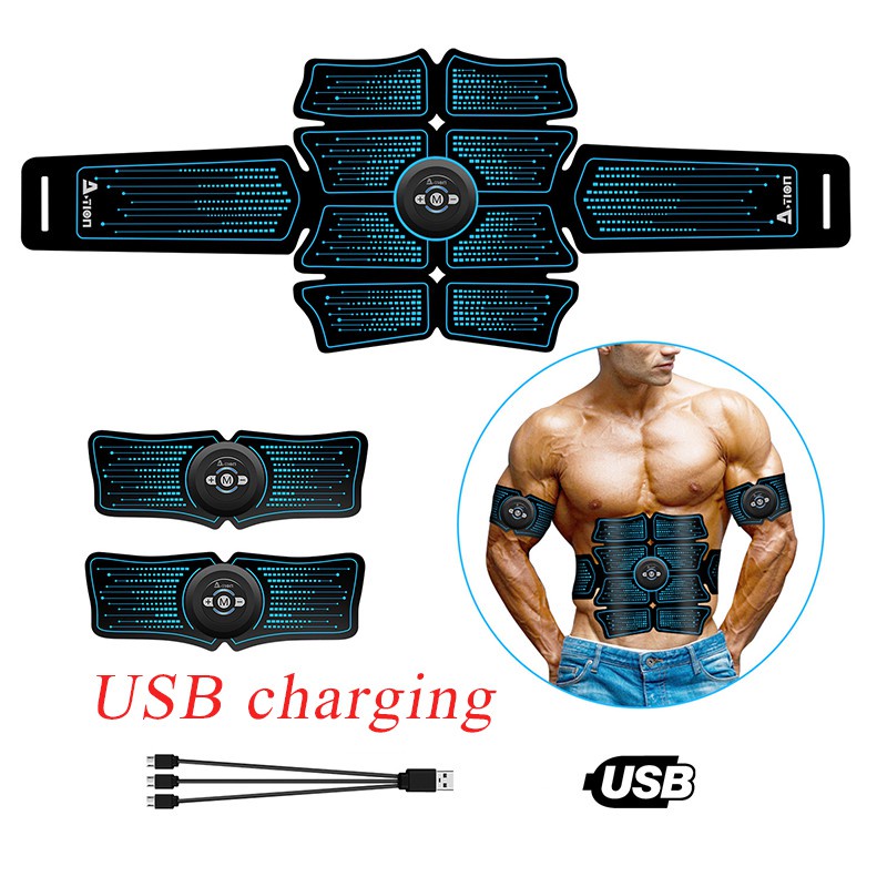 Abs Muscle -Portable Toner - Trainer Workout Equipment for Men Woman  Abdomen Home Office Exercise, 5 Pairs/10 Pcs Free Gel Pads