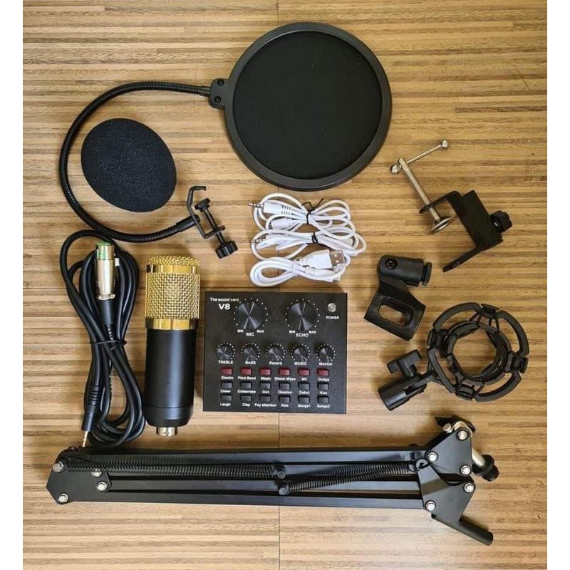 Microphone Condenser BM 800 with Audio Microphone V8 Sound Card