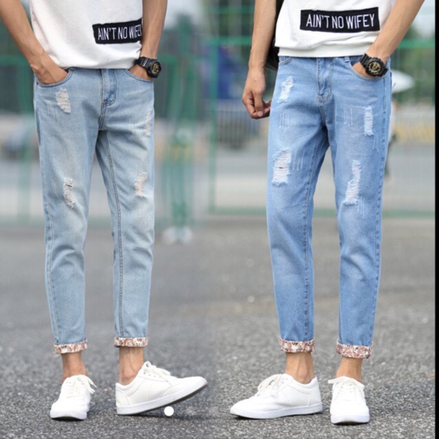 Denim maong pants Ripped jeans unisex | Shopee Philippines