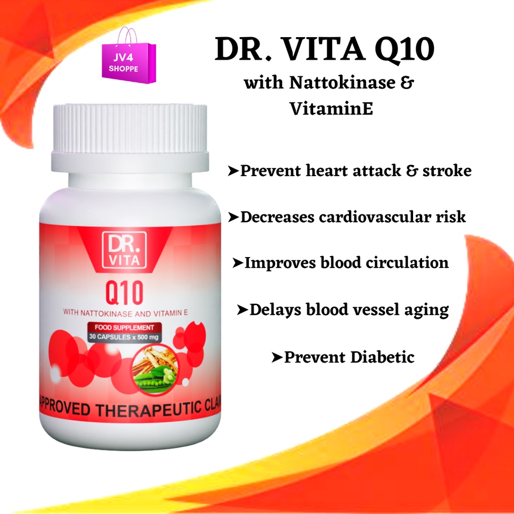 (Twin Pack) Dr. Vita Q10 Co Enzyme with Nattokinase & Vitamin E. For