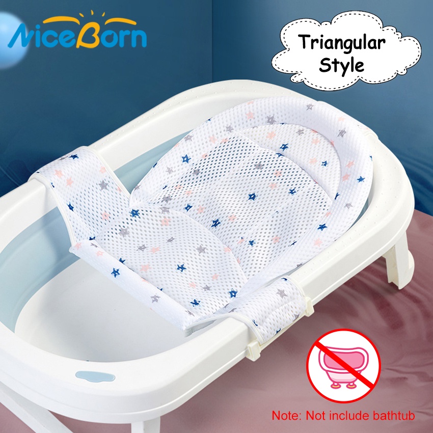 NiceBorn Baby Bathtub Mat Adjustable Baby Bath Seat Infant Safety Shower Cushion Plastic Net Mat