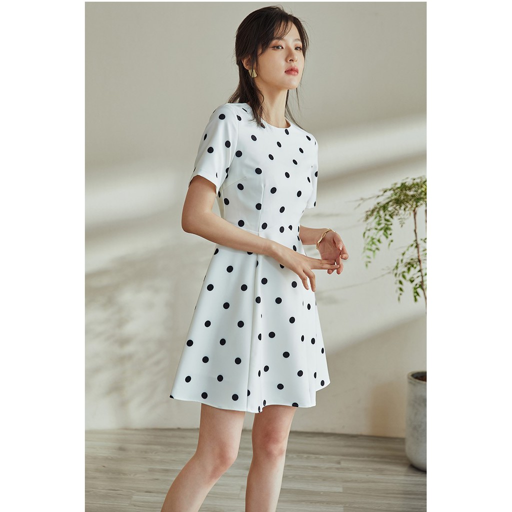 Women White Ethnic Printed Flared Dress With Round Neck