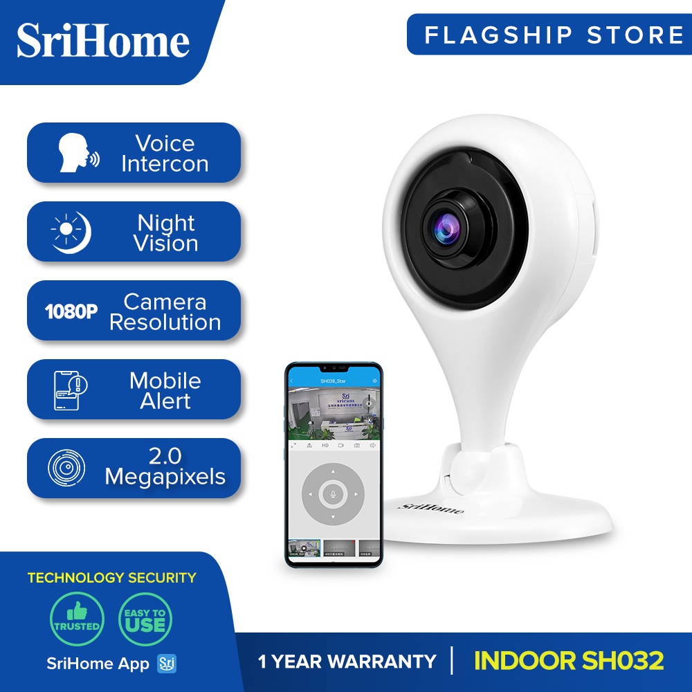 SRICAM SriHome SH032 1080P FHD AP Hotspot Two-Way Audio Night Vision ...