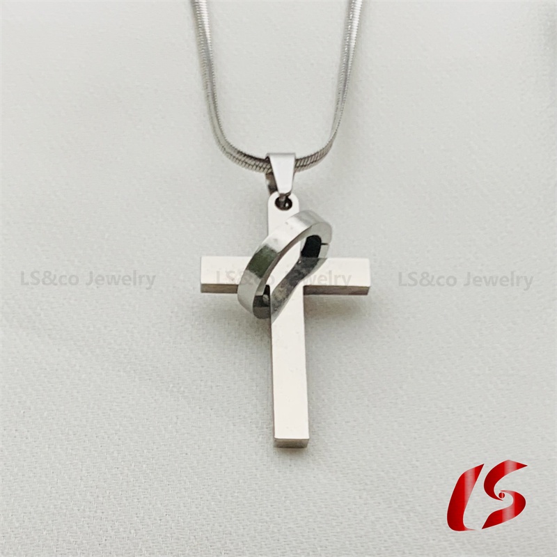 Rockyu Men's Stainless Steel Cross Chain Bracelet With Coin Pendant - Hypoallergenic, Adjustable - View #3